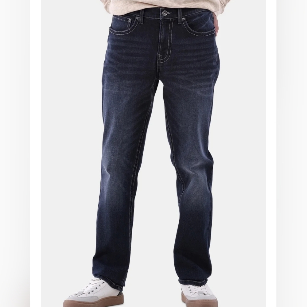 Lazer Pointe Men's Slim Fit Stretch Denim Jeans with Back Pocket Embroidery